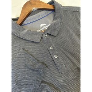 Tommy Bahama Polo Shirt Mens 3XL Gray Solid Polyester Button Up Long Sleeve
